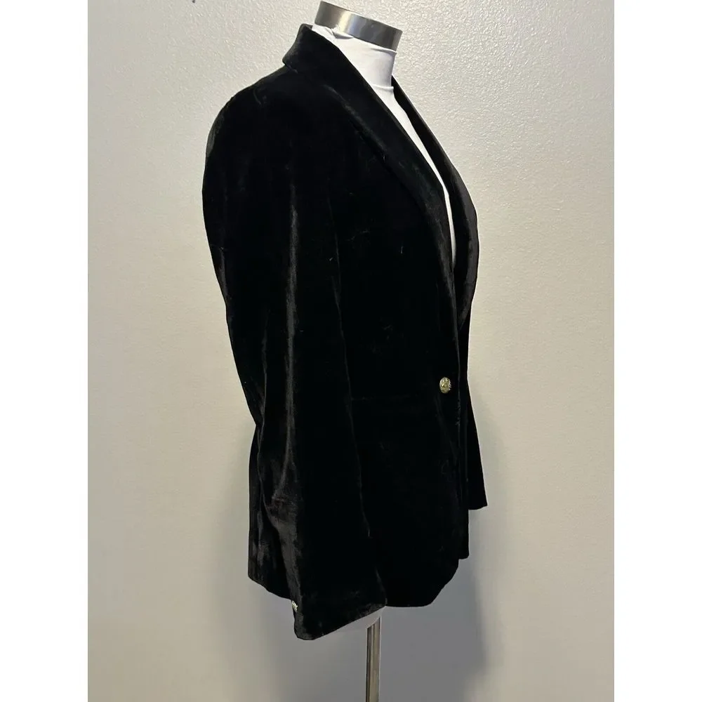 NWT J.CREW Timeless Classic Black Velvet Single-Breasted Crest‎ Button Blazer 4